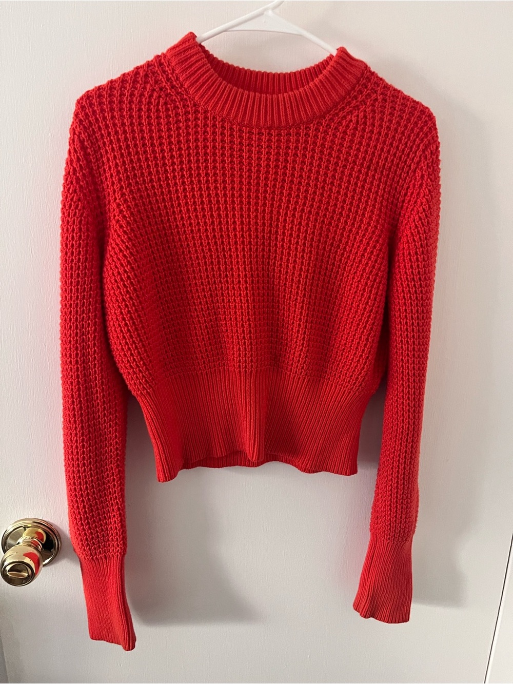 French Connection Red Orange Knit Sweater 100% Cotton Size XS